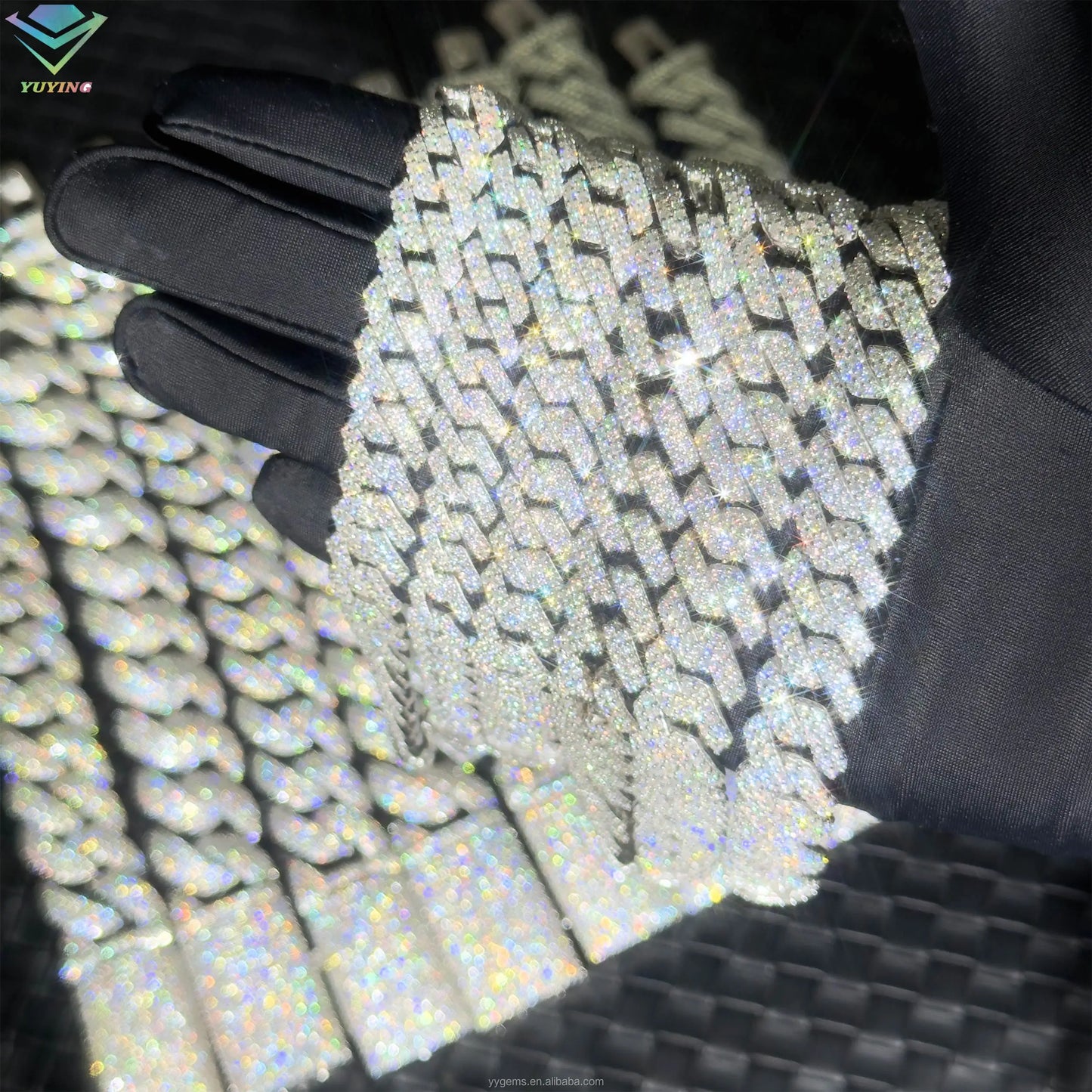 100% Pass Tester 18k Gold Plated 2rows VVS Moissanite 8mm-15mm Wide 925 Silver Cuban Link Chain for Hip Hop Rapper Jewelry
